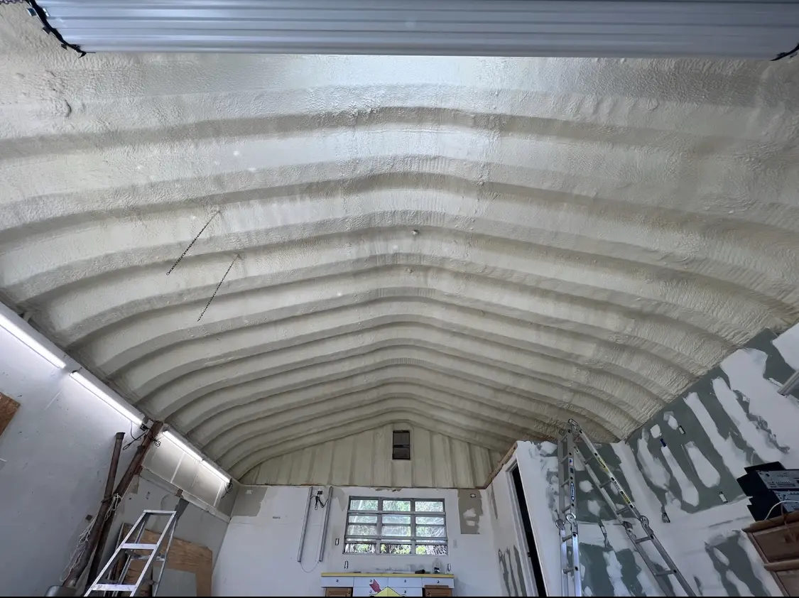 Spray polyurethane foam applied to the underside of a metal roof deck in Hollywood